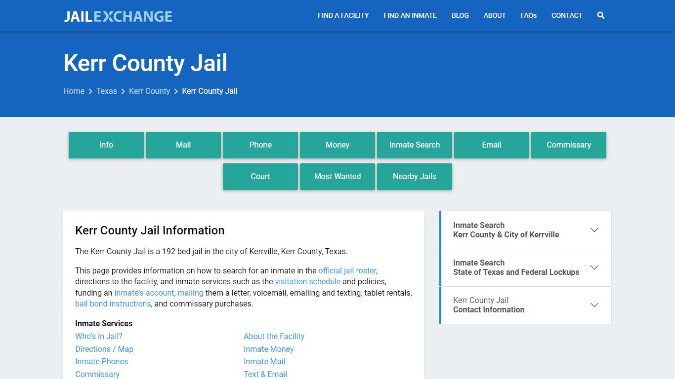 Kerr County Jail, TX Inmate Search, Information